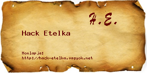 Hack Etelka névjegykártya